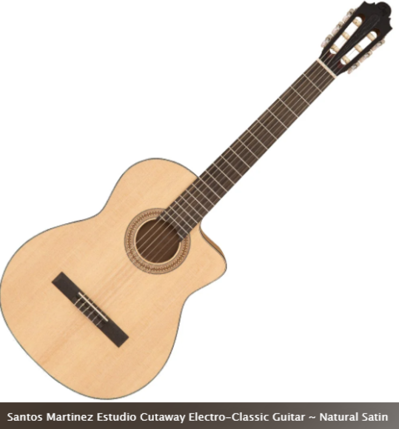 Guitare électro-classique Santos Martinez Preludio Cutaway ~ Natural High Gloss